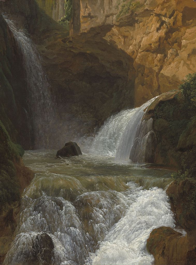 View of the Waterfalls at Tivoli, vintage artwork by Jean-Joseph-Xavier Bidauld, 12x8" (A4) Poster