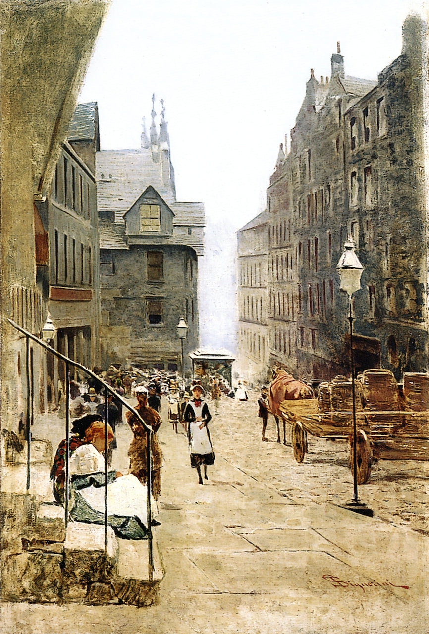 High Street a Edimburgo, vintage artwork by Telemaco Signorini, 12x8" (A4) Poster