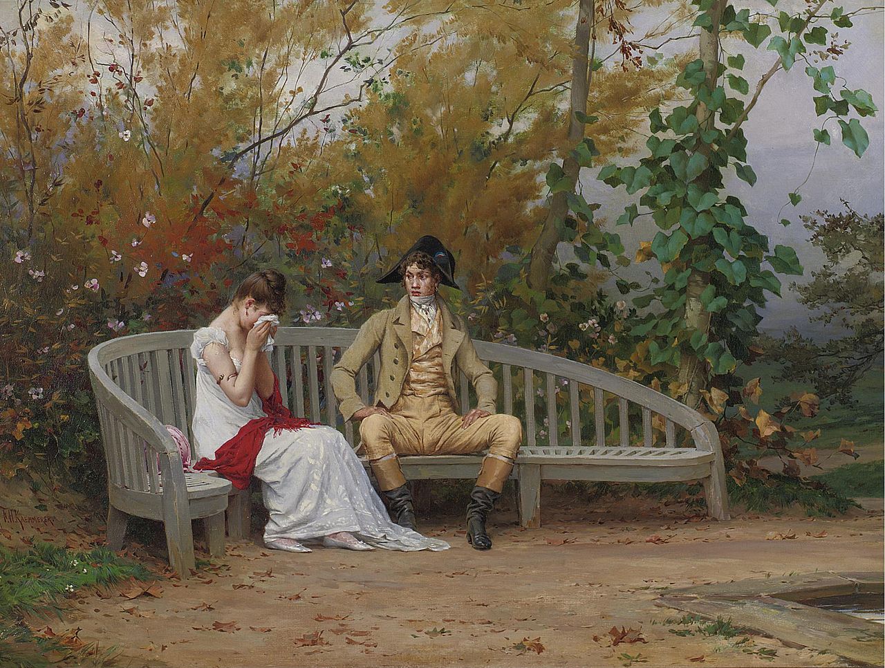 A poignant parting, vintage artwork by Frederik Henrdik Kaemmerer, 12x8" (A4) Poster