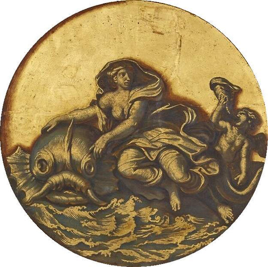Salon of Venus - Amphitrite (detail), vintage artwork by Rene-Antoine Houasse, 12x8" (A4) Poster