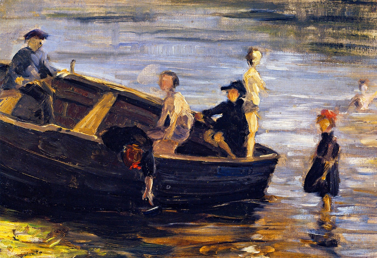 Children on a Boat by Franz Marc,16x12(A3) Poster