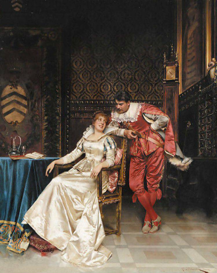 The Suitor, vintage artwork by Charles Joseph Frederick Soulacroix, 12x8" (A4) Poster