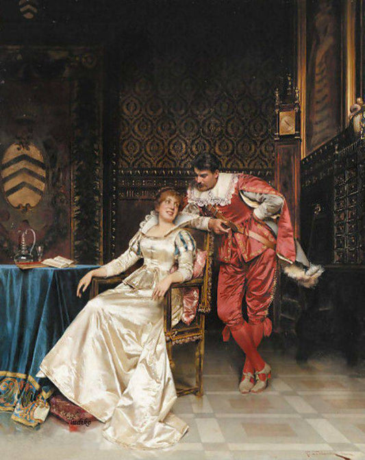 The Suitor, vintage artwork by Charles Joseph Frederick Soulacroix, 12x8" (A4) Poster