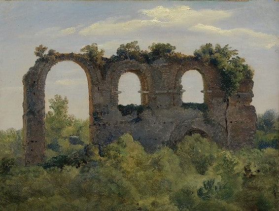 A Section of the Claudian Aqueduct, Rome, vintage artwork by Andre Giroux, A3 (16x12