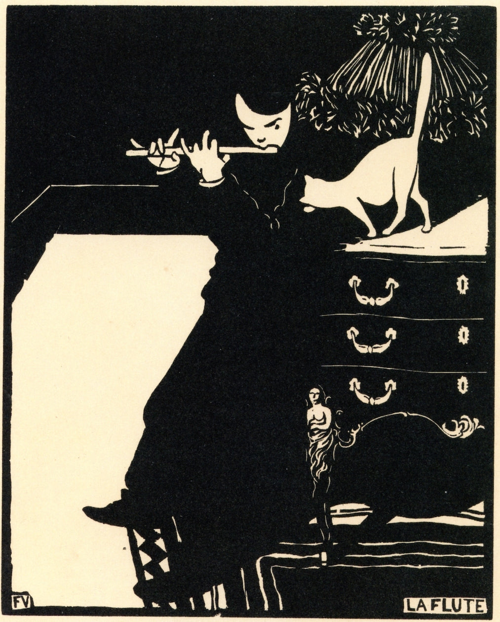 The Flute, vintage artwork by Felix Vallotton, 12x8" (A4) Poster
