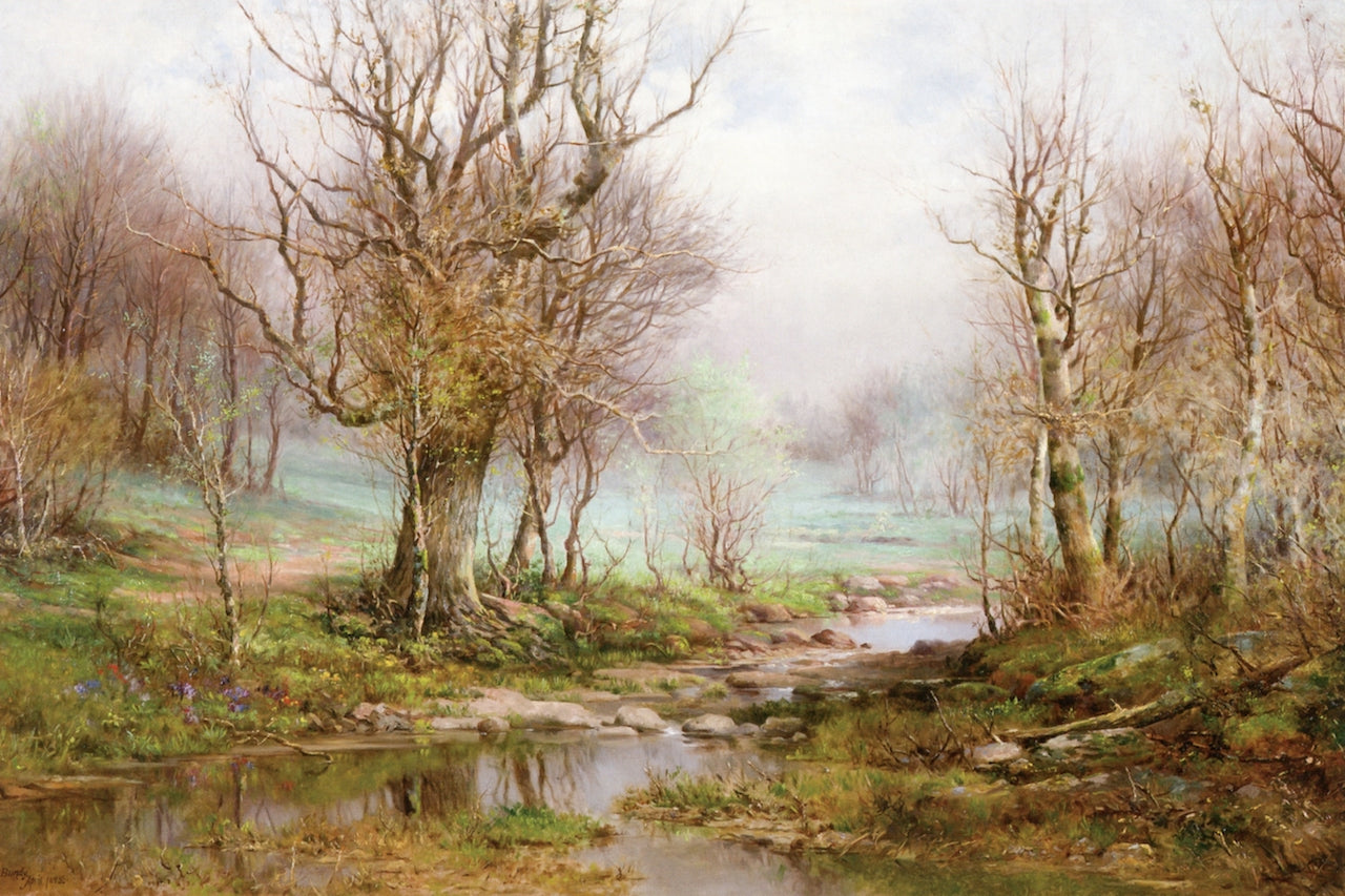 Foggy Landscape, vintage artwork by John Elwood Bundy, 12x8" (A4) Poster