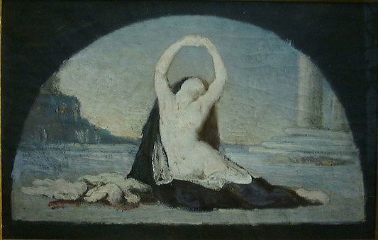 Woman in Classical Setting, vintage artwork by Pierre Puvis de Chavannes, 12x8" (A4) Poster
