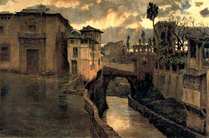 El pueblo, vintage artwork by Antonio Muñoz Degrain, 12x8" (A4) Poster