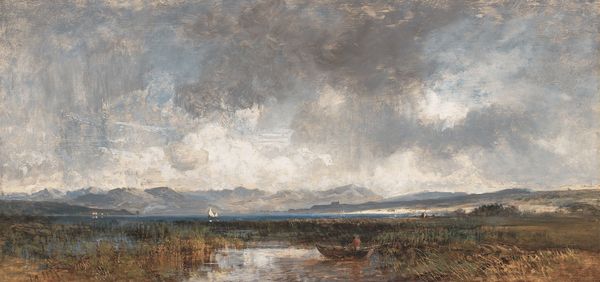 Lake Ammersee with a View of the Mountains, vintage artwork by Eduard Schleich, A3 (16x12") Poster Print