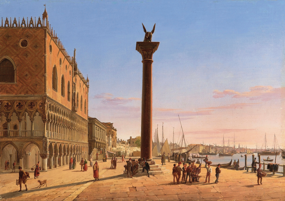 Riva degli Schiavoni, vintage artwork by Frans Vervloet, A3 (16x12") Poster Print