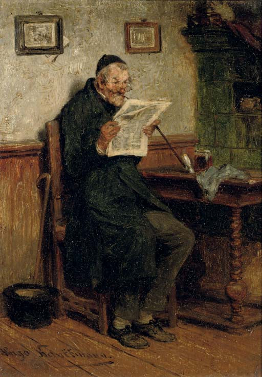 The Daily News, vintage artwork by Hugo Wilhelm Kauffmann, 12x8" (A4) Poster