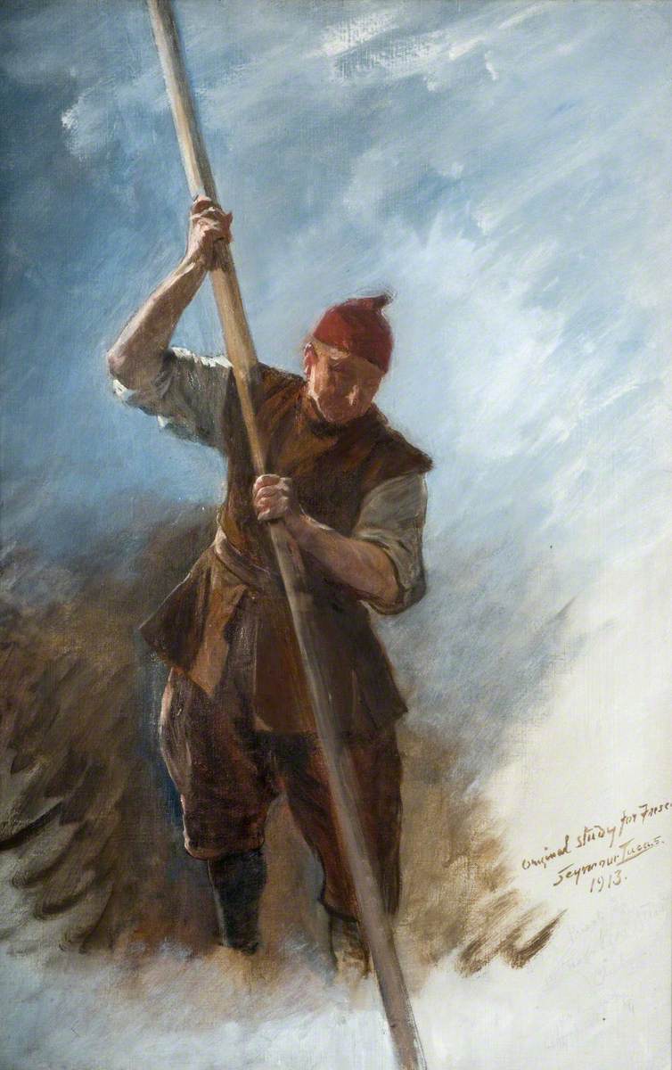 A Man with a Barge Pole (study for 'The Flight of the Five Members'), vintage artwork by John Seymour Lucas, 12x8" (A4) Poster