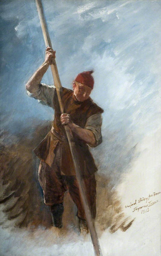 A Man with a Barge Pole (study for 'The Flight of the Five Members'), vintage artwork by John Seymour Lucas, 12x8" (A4) Poster
