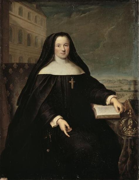 Queen Marie Leszczynska in a Religious Dress, vintage artwork by Jean-Baptiste Santerre, 12x8" (A4) Poster