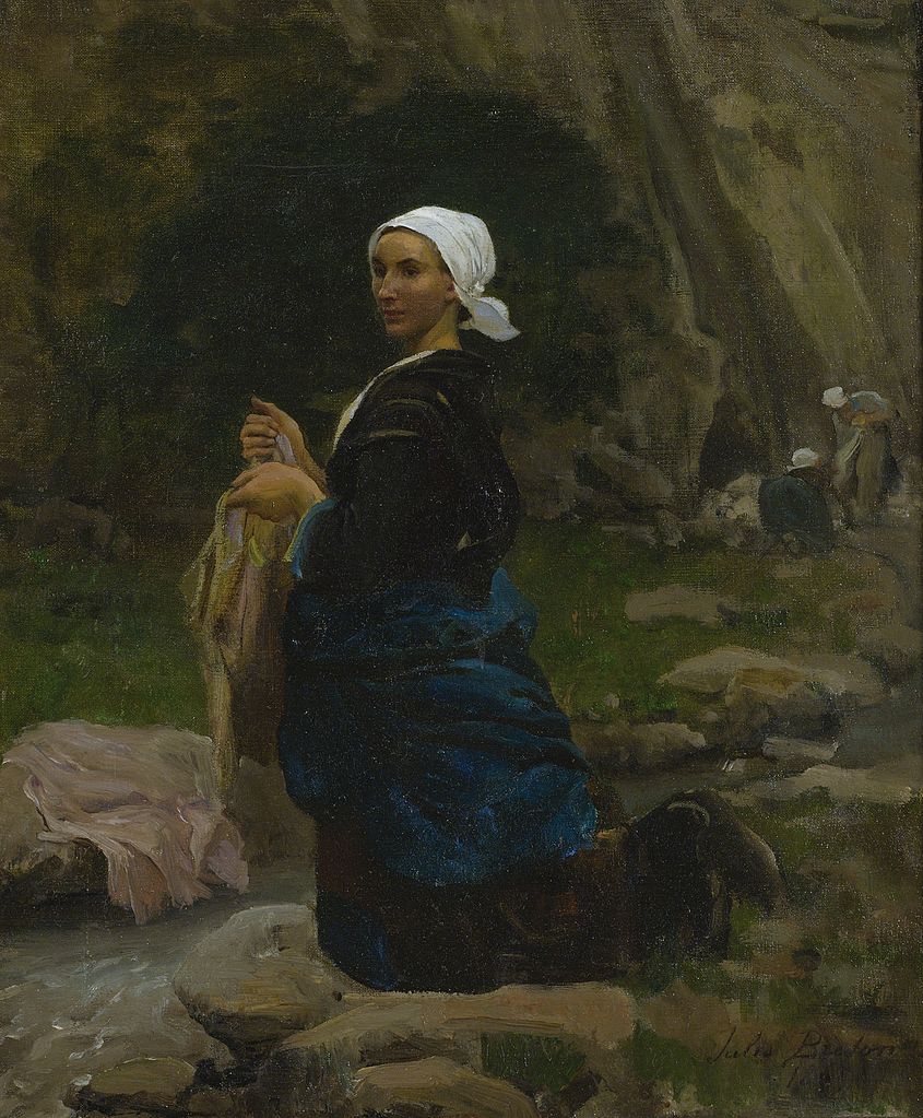 A Breton Laundress, vintage artwork by Jules-Adolphe Breton, 12x8" (A4) Poster