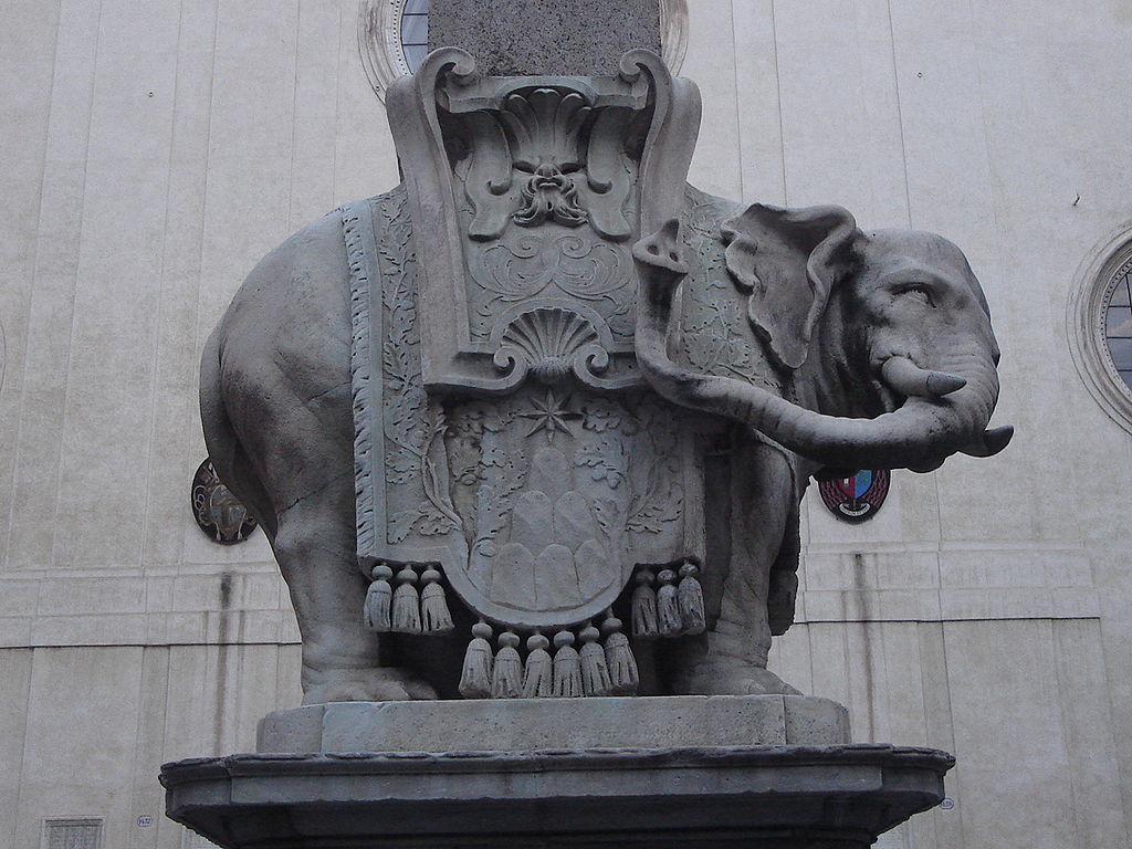 Elephant and Obelisk (detail), vintage artwork by Gian Lorenzo Bernini, 12x8" (A4) Poster