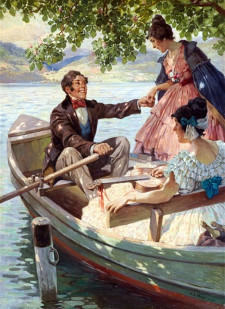 Invitation to the boat trip on the Danube, vintage artwork by Rudolf Alfred Höger, 12x8" (A4) Poster