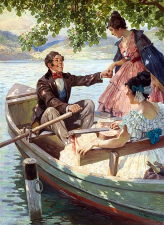 Invitation to the boat trip on the Danube, vintage artwork by Rudolf Alfred Höger, 12x8" (A4) Poster