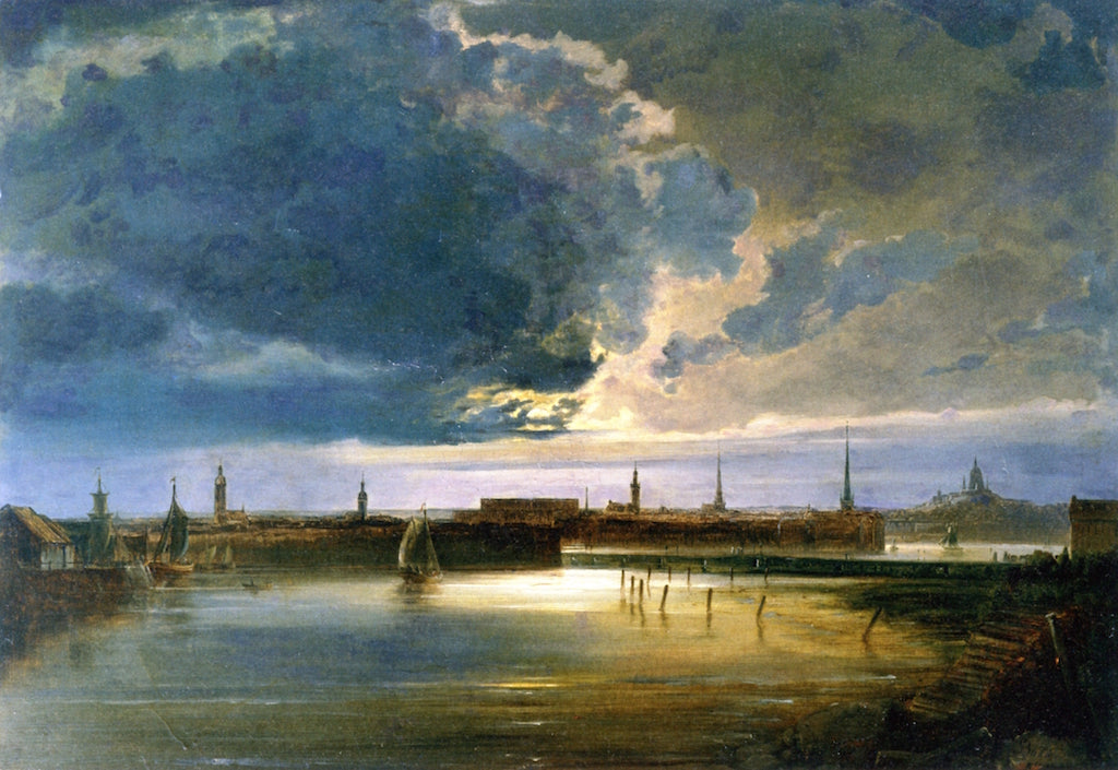 Moonlit View of Stockholm, vintage artwork by Peder Balke, A3 (16x12") Poster Print