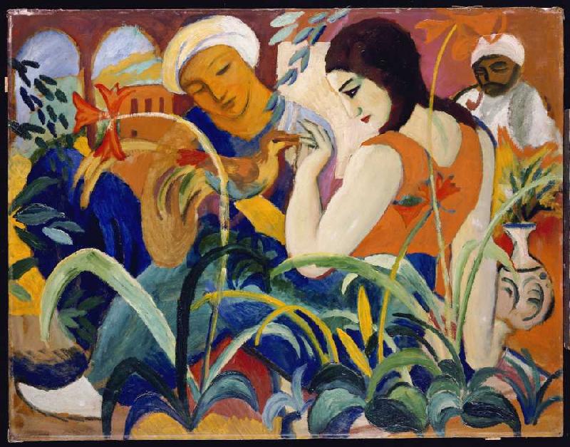 Oriental Women, vintage artwork by August Macke, 12x8" (A4) Poster
