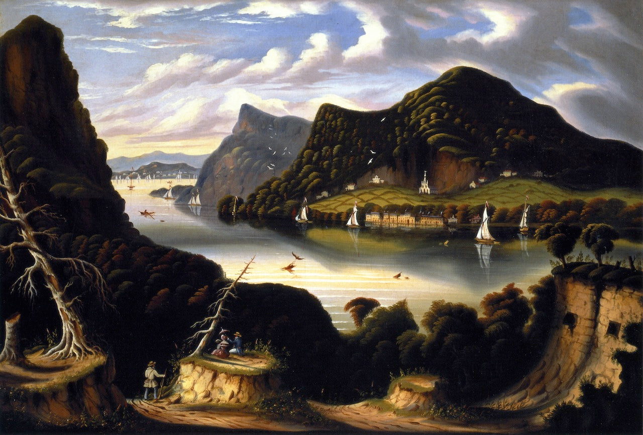 View of Cold Spring and Mount Taurus from Fort Putnam, vintage artwork by Thomas Chambers, A3 (16x12") Poster Print