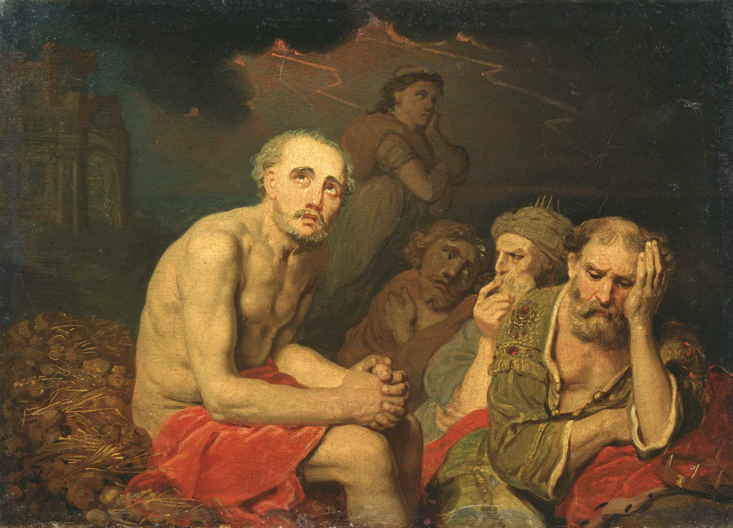 Job and His Children, vintage artwork by Vladimir Borovikovsky, 12x8" (A4) Poster