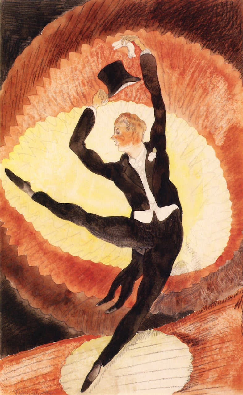 In Vaudeville: Acrobatic Male Dancer with Top Hat, vintage artwork by Charles Demuth, 12x8" (A4) Poster