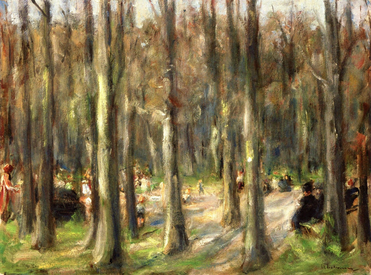 Children's Playground in Tiergarten, vintage artwork by Max Liebermann, 12x8" (A4) Poster