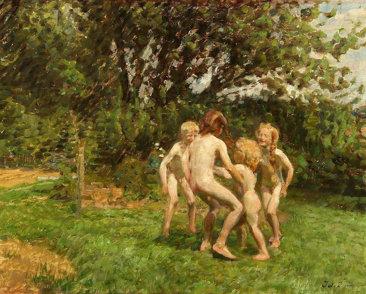 Landscape with children dancing by Julius Paulsen,A3(16x12")Poster