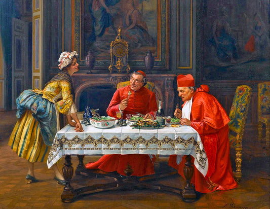 A hearty meal, vintage artwork by Francois Brunery, 12x8" (A4) Poster