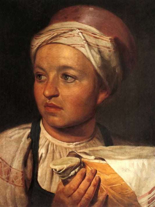 Girl with a Bowl of Milk, vintage artwork by Alexei Venetsianov, 12x8" (A4) Poster