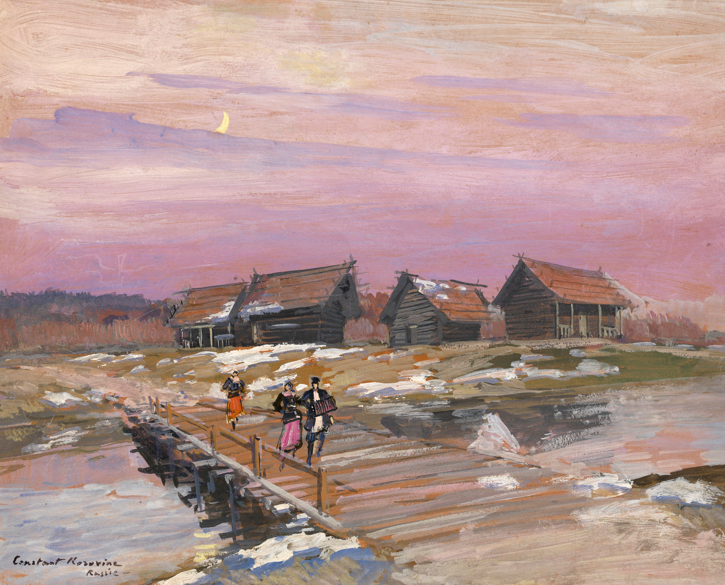 he River Nerl. Early Spring by Constantin Alexeevich Korovin,A3(16x12")Poster