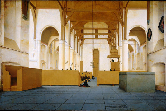 Interior of the Sint-Odulphus Church in Assendelft, vintage artwork by Pieter Saenredam, 12x8" (A4) Poster