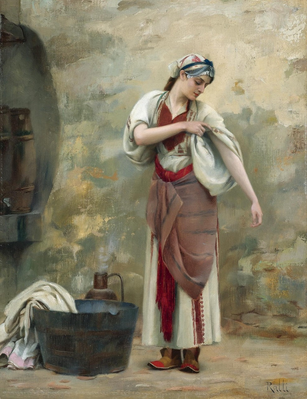 The Laundress, vintage artwork by Theodoros Ralli, 12x8" (A4) Poster