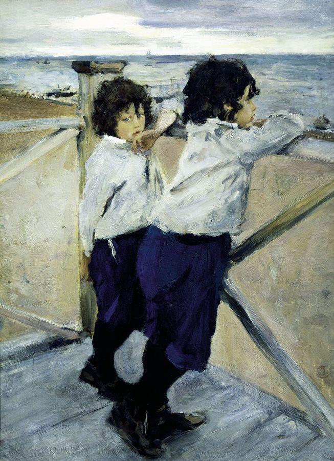 The Artist's Children (Sasha and Yura Serov), vintage artwork by Valentin Serov, 12x8" (A4) Poster
