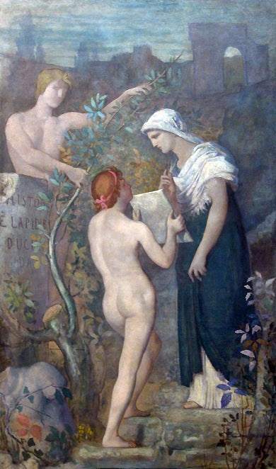 L'Histoire, vintage artwork by Pierre Puvis de Chavannes, 12x8" (A4) Poster