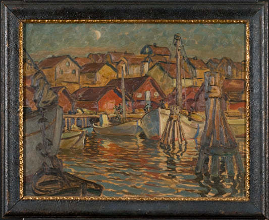 A Fishing Harbour. Study from North Norway, vintage artwork by Anna Boberg, 12x8" (A4) Poster