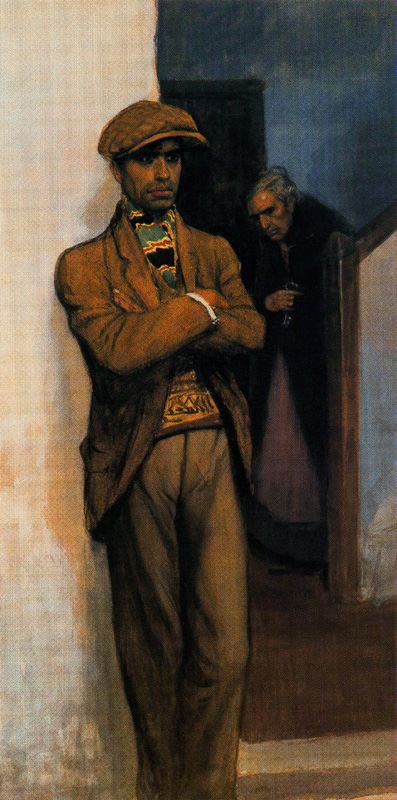 Esperando, vintage artwork by Adolfo Lozano Sidro, 12x8" (A4) Poster