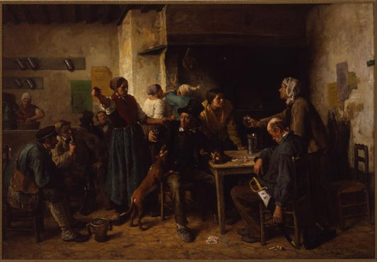 Interior with Soldiers, vintage artwork by Dutch School 18th Century Unknown, 12x8" (A4) Poster