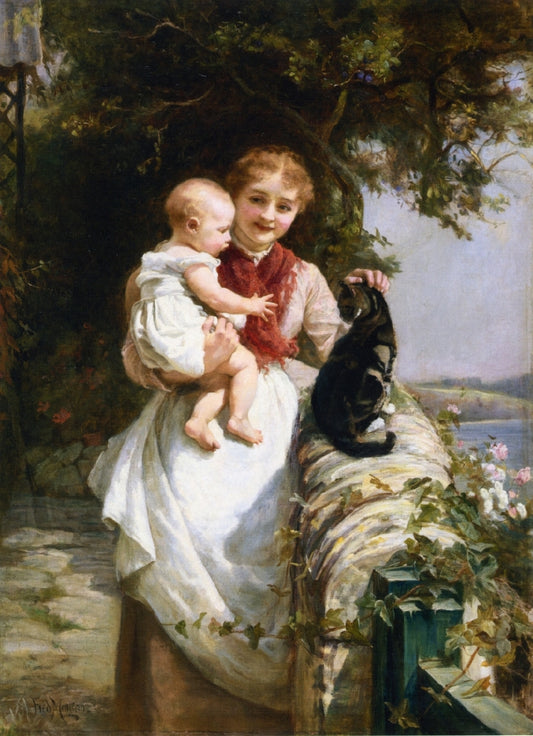 Motherly Love, vintage artwork by Frederick Morgan, 12x8" (A4) Poster
