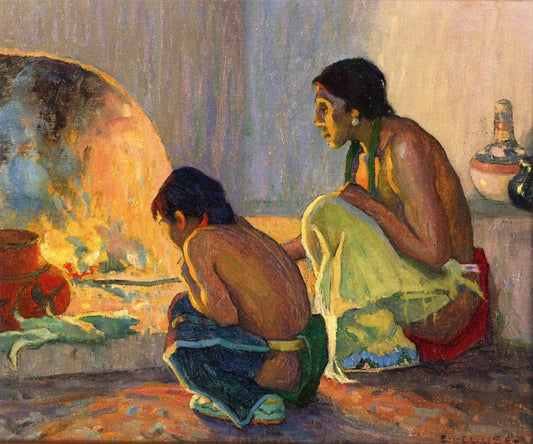 The Evening Meal, vintage artwork by Eanger Irving Couse, 12x8" (A4) Poster