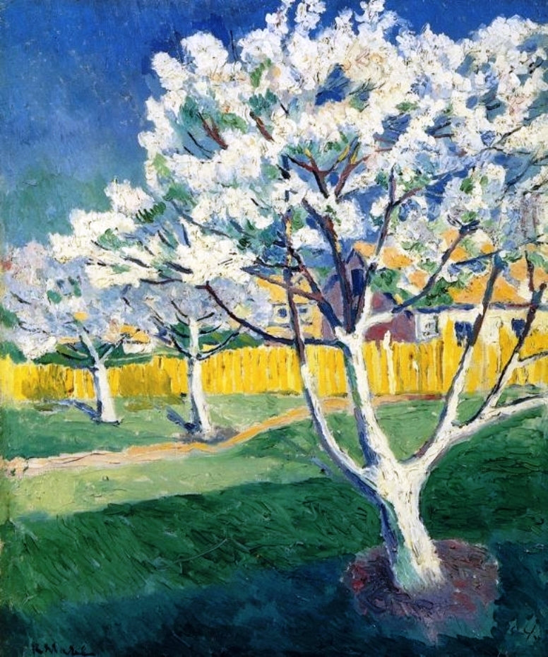 Apple Trees in Bloom, vintage artwork by Kasimir Malevich, 12x8" (A4) Poster
