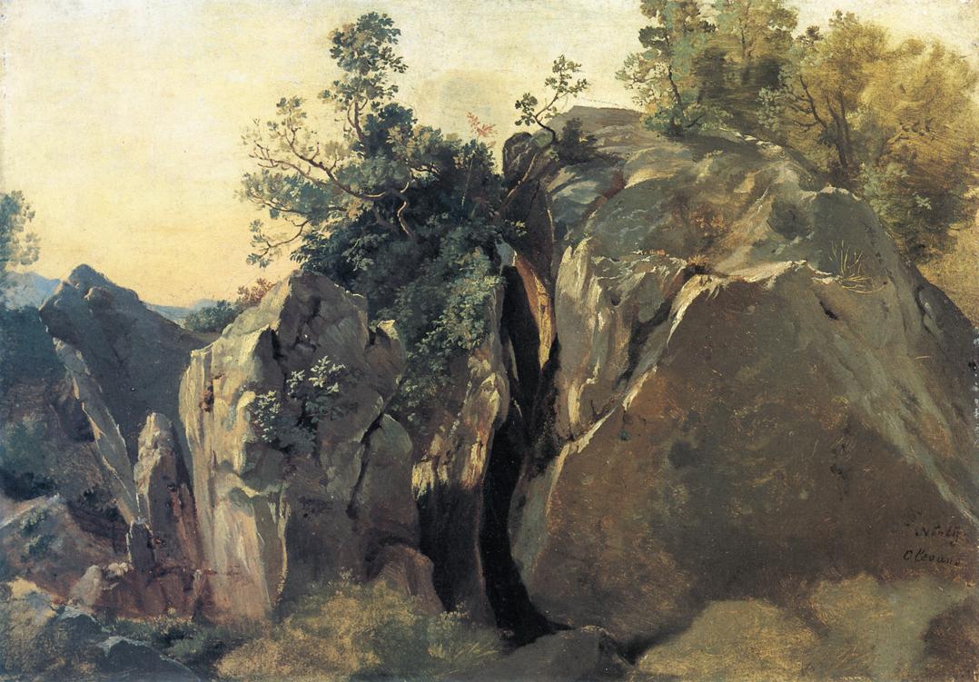 Cliffs at Olevano, vintage artwork by Friedrich Nerly the Elder, A3 (16x12") Poster Print