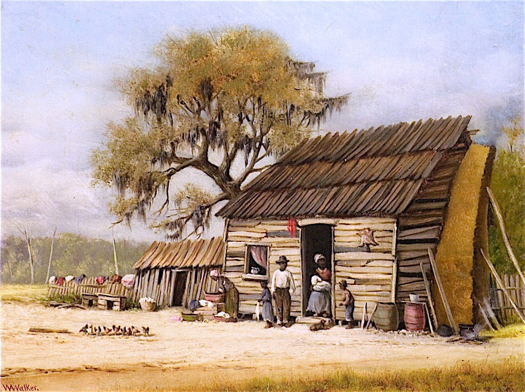 Cabin Scene with Live Oak, vintage artwork by William Aiken Walker, 12x8" (A4) Poster