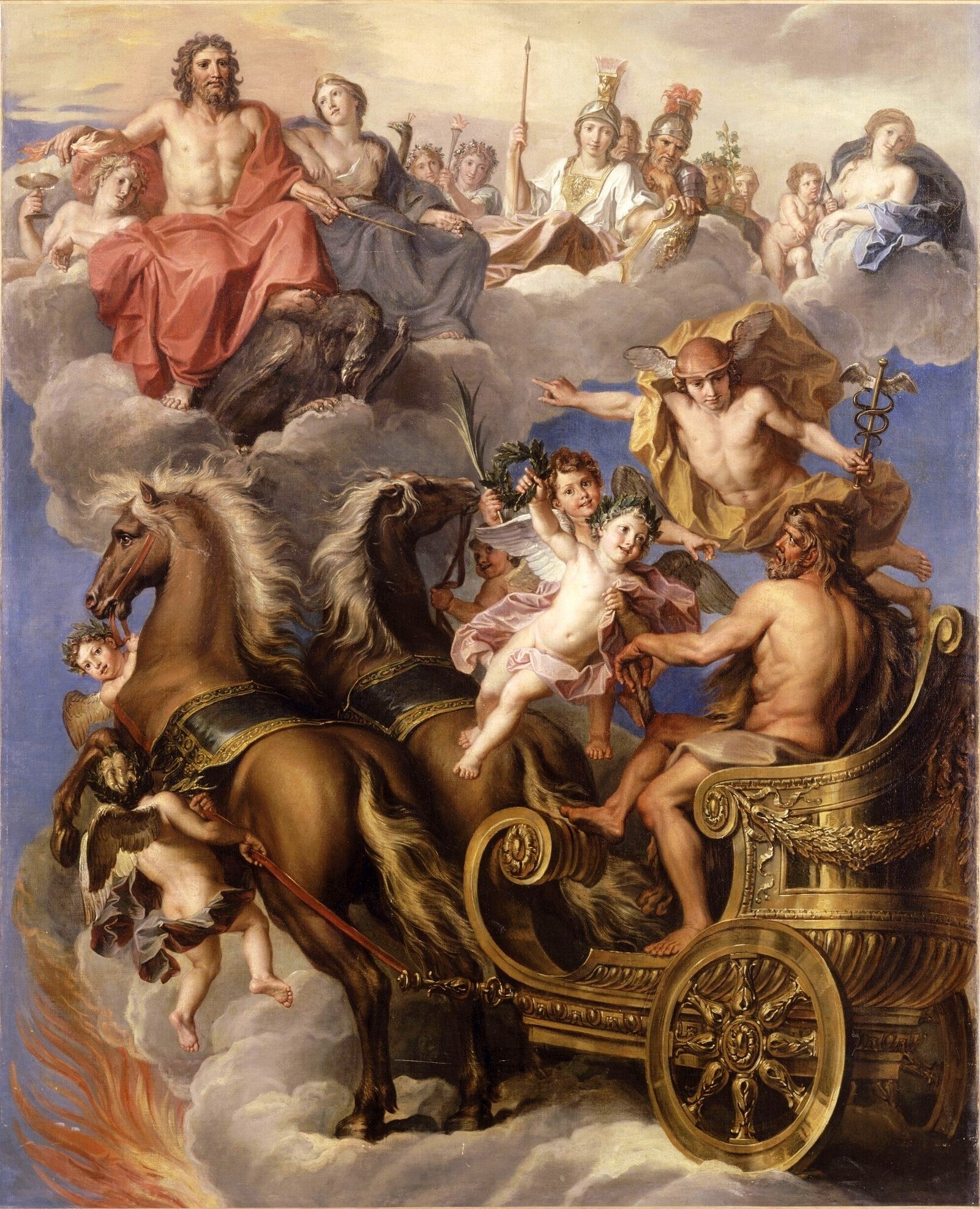Story of Hercules - The Apotheosis of Hercules, vintage artwork by Noël Coypel I, 12x8" (A4) Poster