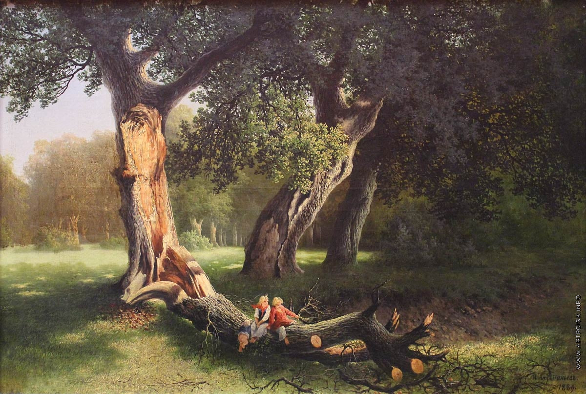 A Broken Oak, vintage artwork by Nikolai Artyngayev, 12x8" (A4) Poster