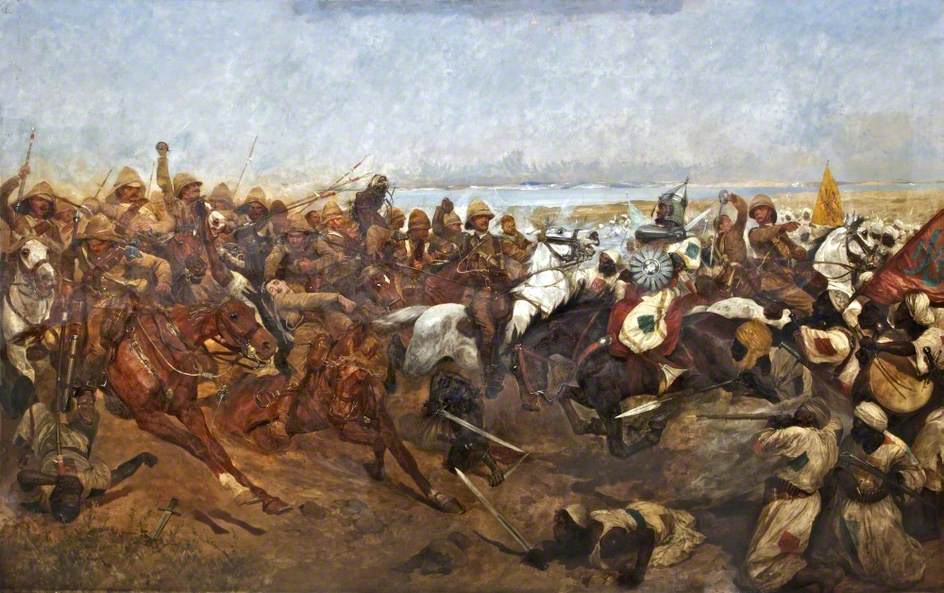 The Charge of the 21st Lancers at the Battle of Omdurman, 2 September 1898, vintage artwork by Richard Caton Woodville the Younger, 12x8" (A4) Poster