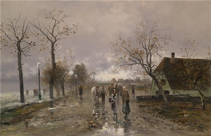 On the Village Road by Emil Barbarini,A3(16x12")Poster