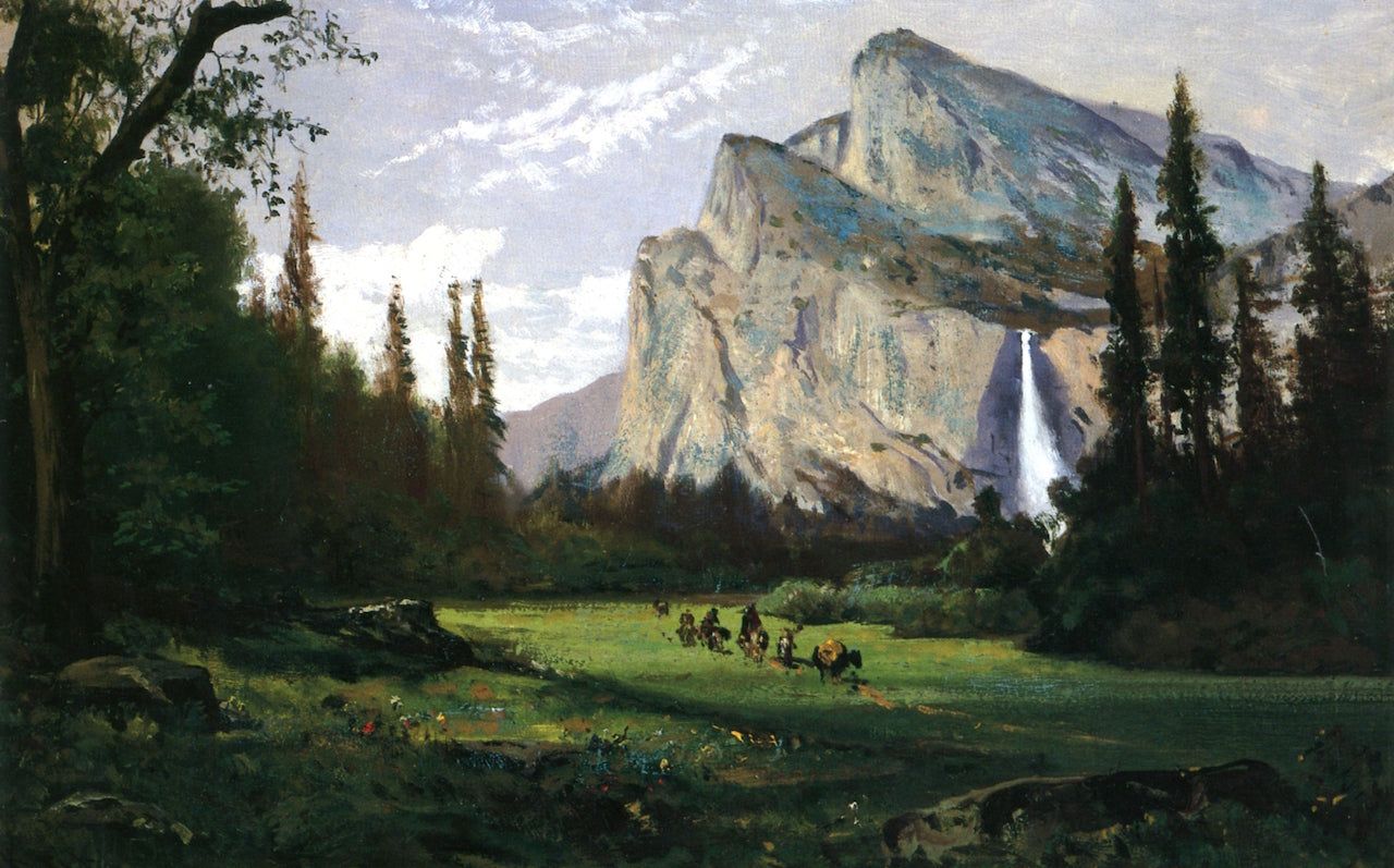 Yosemite Valley with Bridal Veil Falls, vintage artwork by William Keith, 12x8" (A4) Poster