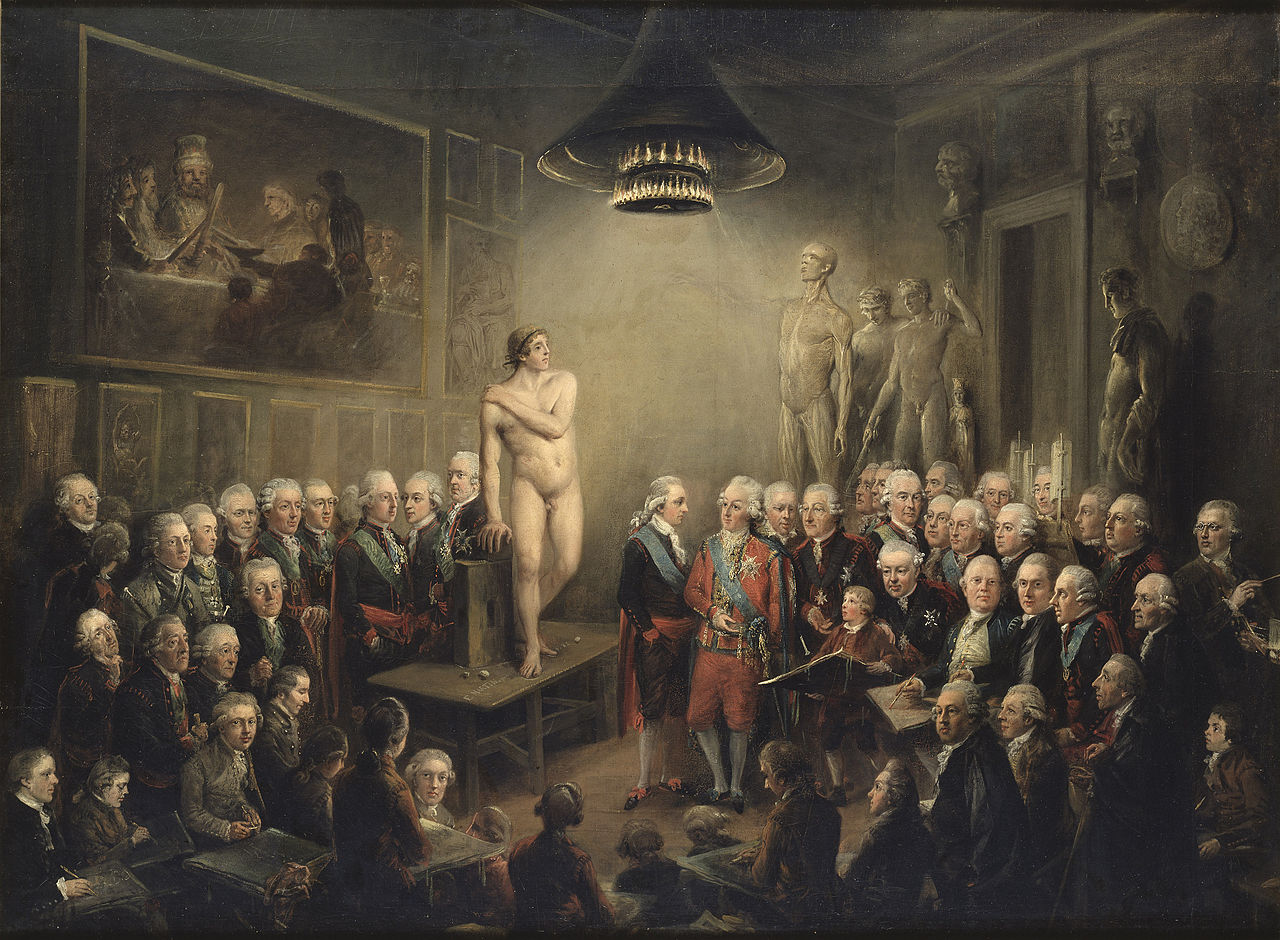 Gustav III's visit to the Royal Academy of Arts, vintage artwork by Elias Martin, 12x8" (A4) Poster